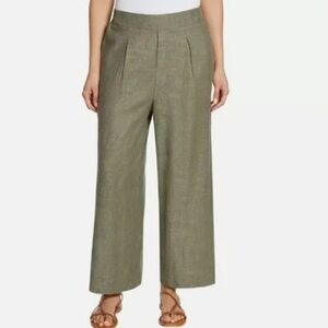 New! Ella Moss Ladies Linen Blend Wide Leg Pant Green, Size XL (16-18)